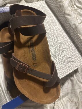 Birkenstock Brown Strappy Leather Footbed Sandals, women’s Yara Habana